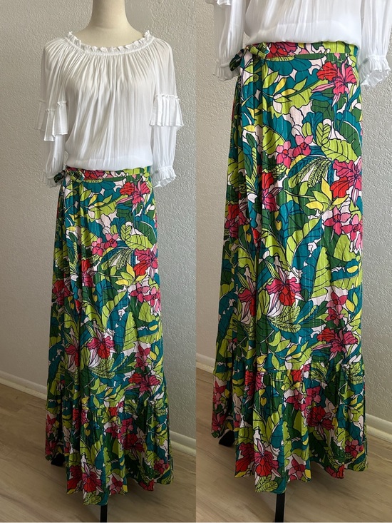 Tori Richard Dresses & Skirts - Tori Richard Colorful Tropical Fantasy Isle Annemarie Wrap Cotton Maxi Skirt